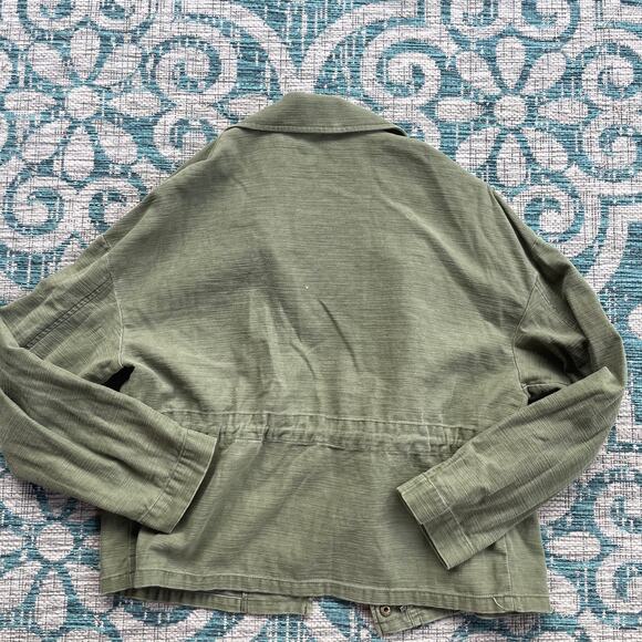 Express Olive Green Utility Jacket Drawstring Waist Button Front‎ -Size Large - Picture 7 of 8